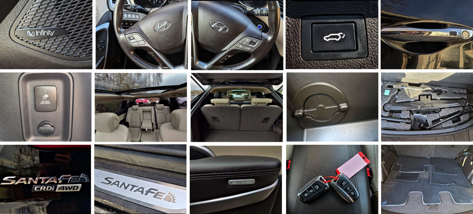 Hyundai Santa fe 2.2CRDI PREMIUM 4WD/7МЕСТА/ПАНОРАМА/DSTR, снимка 13 - Автомобили и джипове - 53177469