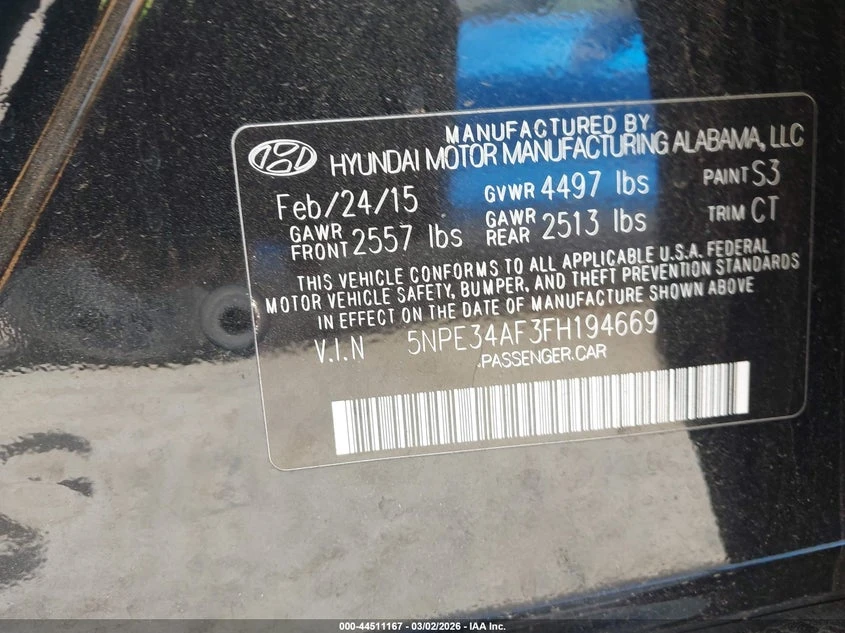 Hyundai Sonata 2.4L I-4 DI, DOHC, VVT, 185HP Front Wheel Drive, снимка 9 - Автомобили и джипове - 53830415
