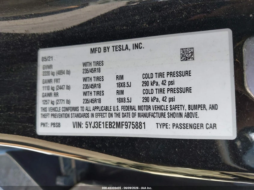 Tesla Model 3 Long Range, снимка 9 - Автомобили и джипове - 55272141