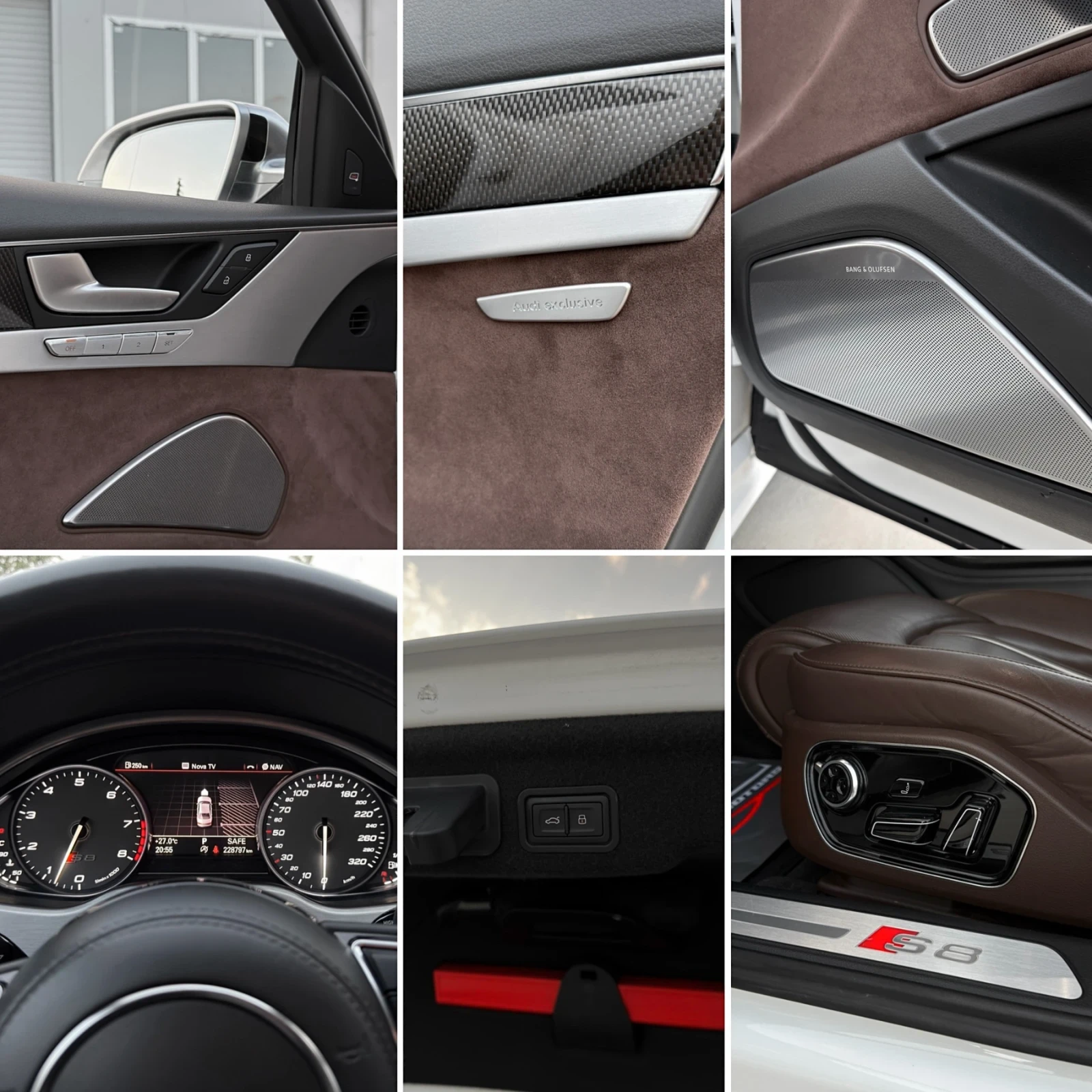 Audi S8 + / ABT 750hp/ CARBON/ EXCLUSIVE/ 360 CAMERAS/, снимка 14 - Автомобили и джипове - 54874343