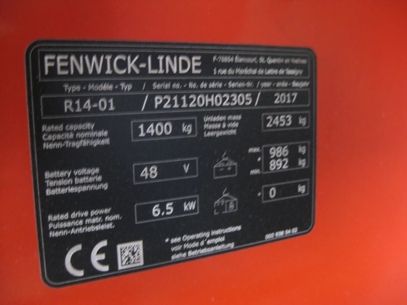 Електрокар Linde R14HD-01 /1120-01/, снимка 8 - Индустриална техника - 52323836