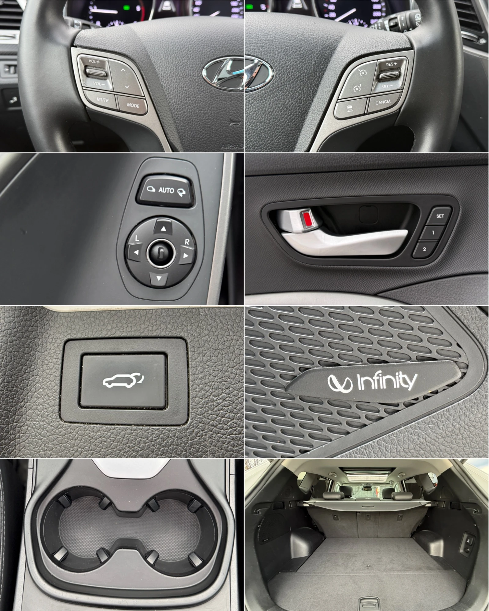 Hyundai Santa fe EXCLUSIVE#PANORAMA#OBDUH#PODGREV#INAVI#360 KAMERI, снимка 16 - Автомобили и джипове - 53609983