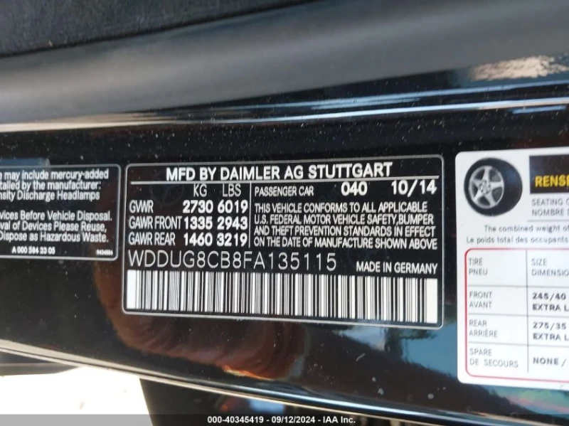 Mercedes-Benz S 550 4.7L V-8 DI, DOHC, VVT, TURBO, 449HP Rear Wheel Dr, снимка 13 - Автомобили и джипове - 48129536