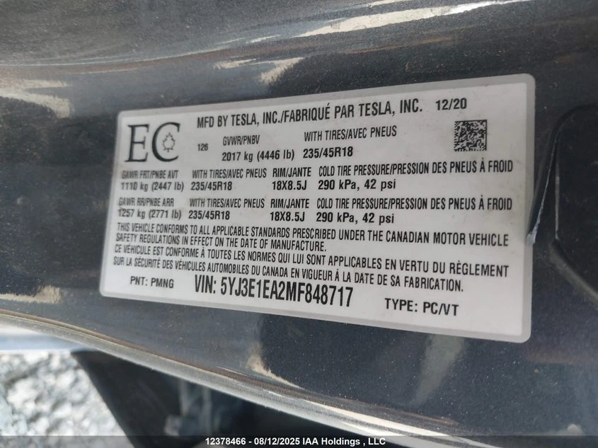 Tesla Model 3 Facelift LFP Термопомпа, снимка 8 - Автомобили и джипове - 55005422