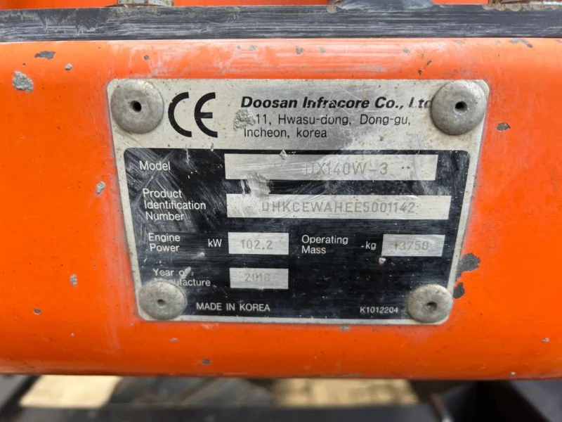 Багер DOOSAN DX 140 W-3, снимка 17 - Индустриална техника - 48318112