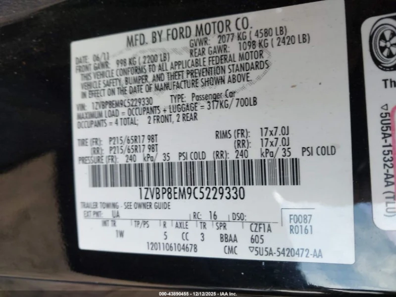 Ford Mustang 3.7L V-6 DOHC, VVT, 305HP Rear Wheel Drive, снимка 15 - Автомобили и джипове - 52914188