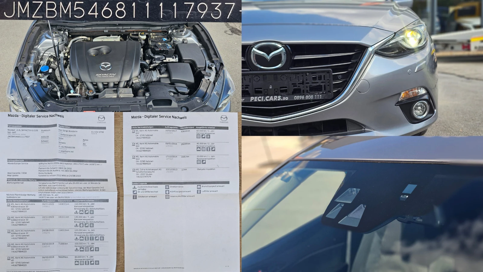 Mazda 3 2.0Sky AUTO CH-8бр ДЖАНТИ-ДИСТРОНИК-ИСТОРИЯ-ЛИЗИНГ, снимка 16 - Автомобили и джипове - 56139161