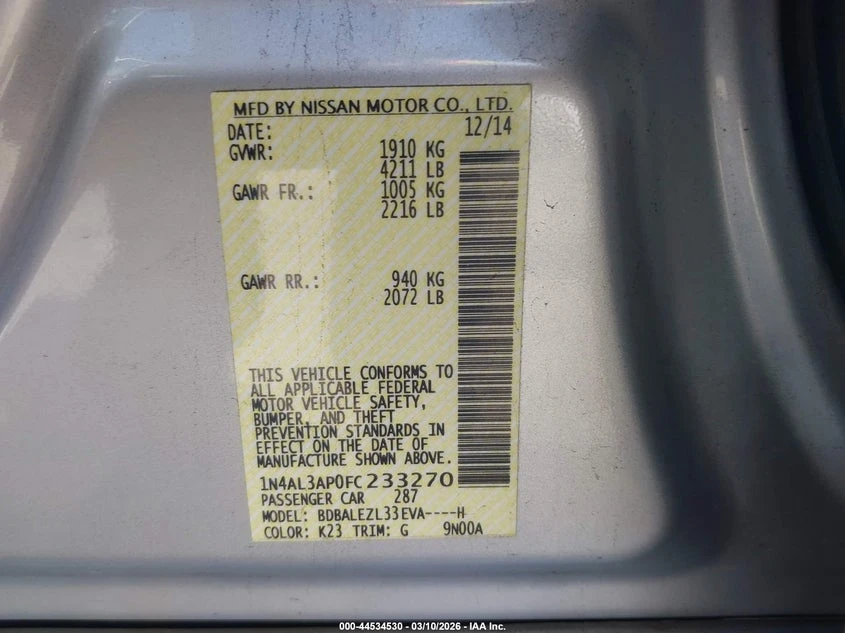 Nissan Altima 2.5L I-4 DOHC, VVT, 182HP Front Wheel Drive, снимка 9 - Автомобили и джипове - 53864446