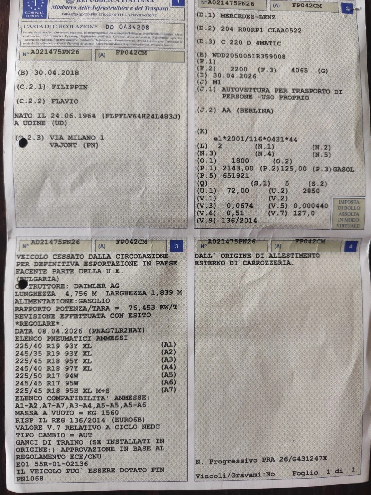 Mercedes-Benz C 220 2.2 дизел Италия , снимка 16 - Автомобили и джипове - 55415225