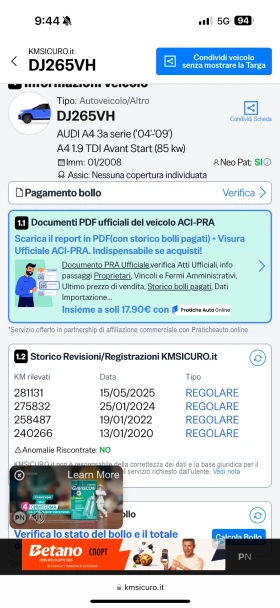 Audi A4 1.9TDI ТОП СЪСТОЯНИЕ!! - 3498 € / 6841.49 лв. - 78539116 12