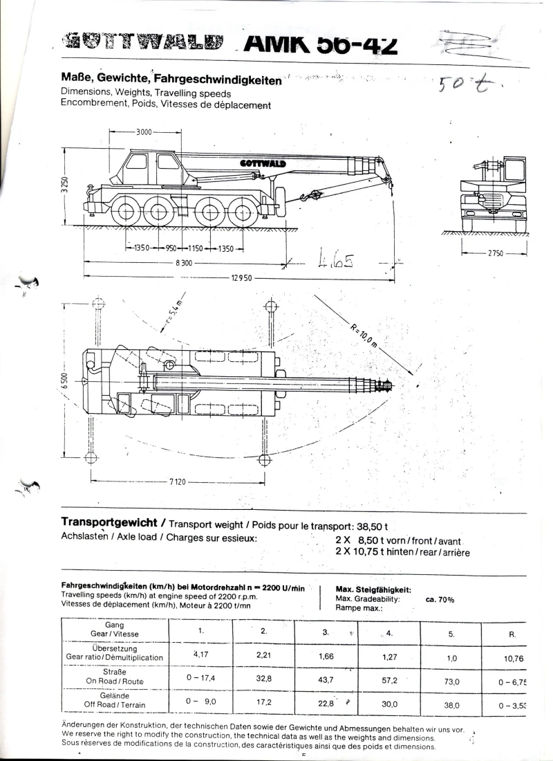 Автокран Друга марка Gottwald АМК 56-42, снимка 6 - Индустриална техника - 49320850