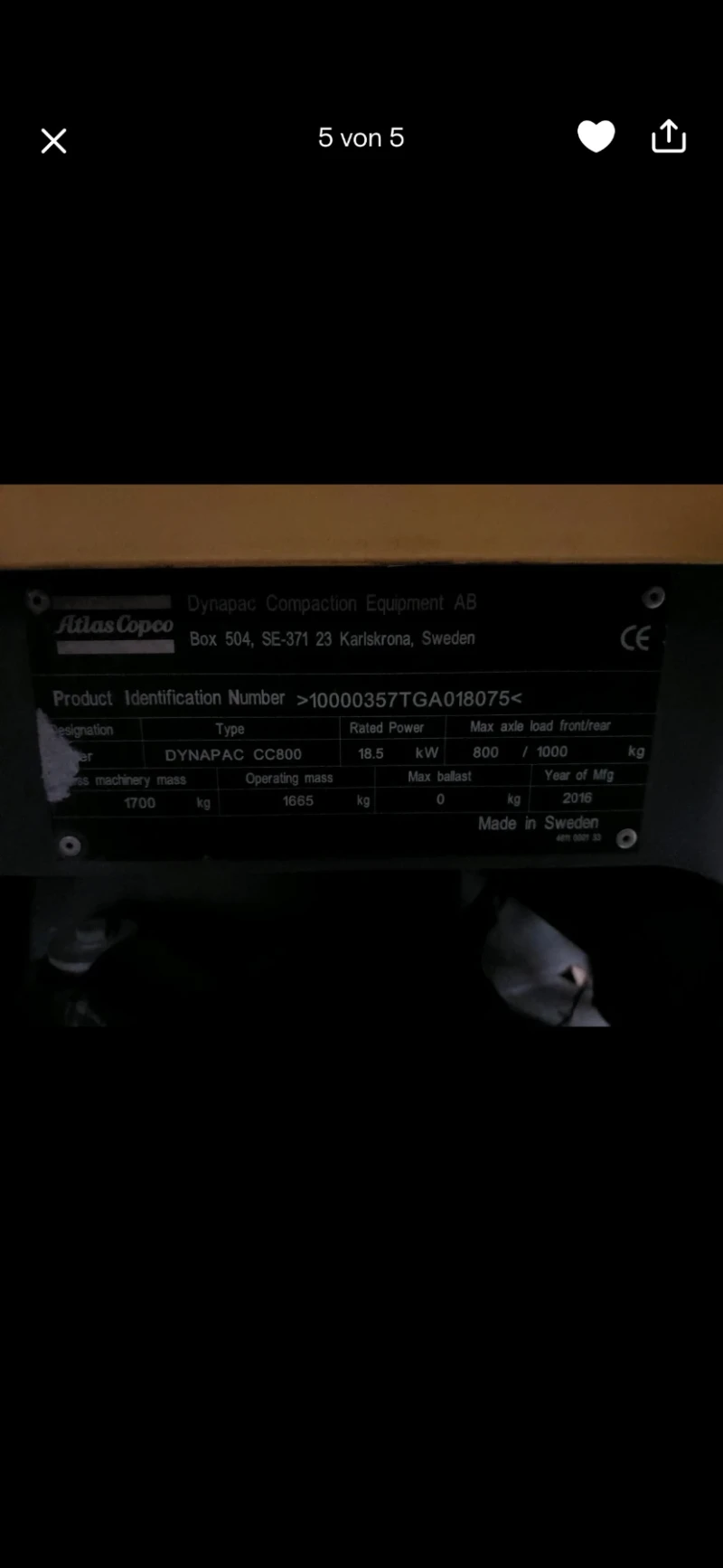 Валяк Dynapac cc800, снимка 5 - Индустриална техника - 53126433