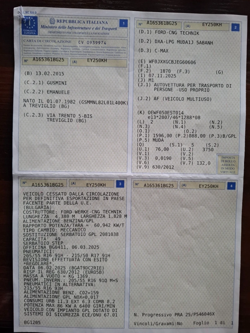 Ford C-max 1, 6i газ Италия , снимка 14 - Автомобили и джипове - 53076848