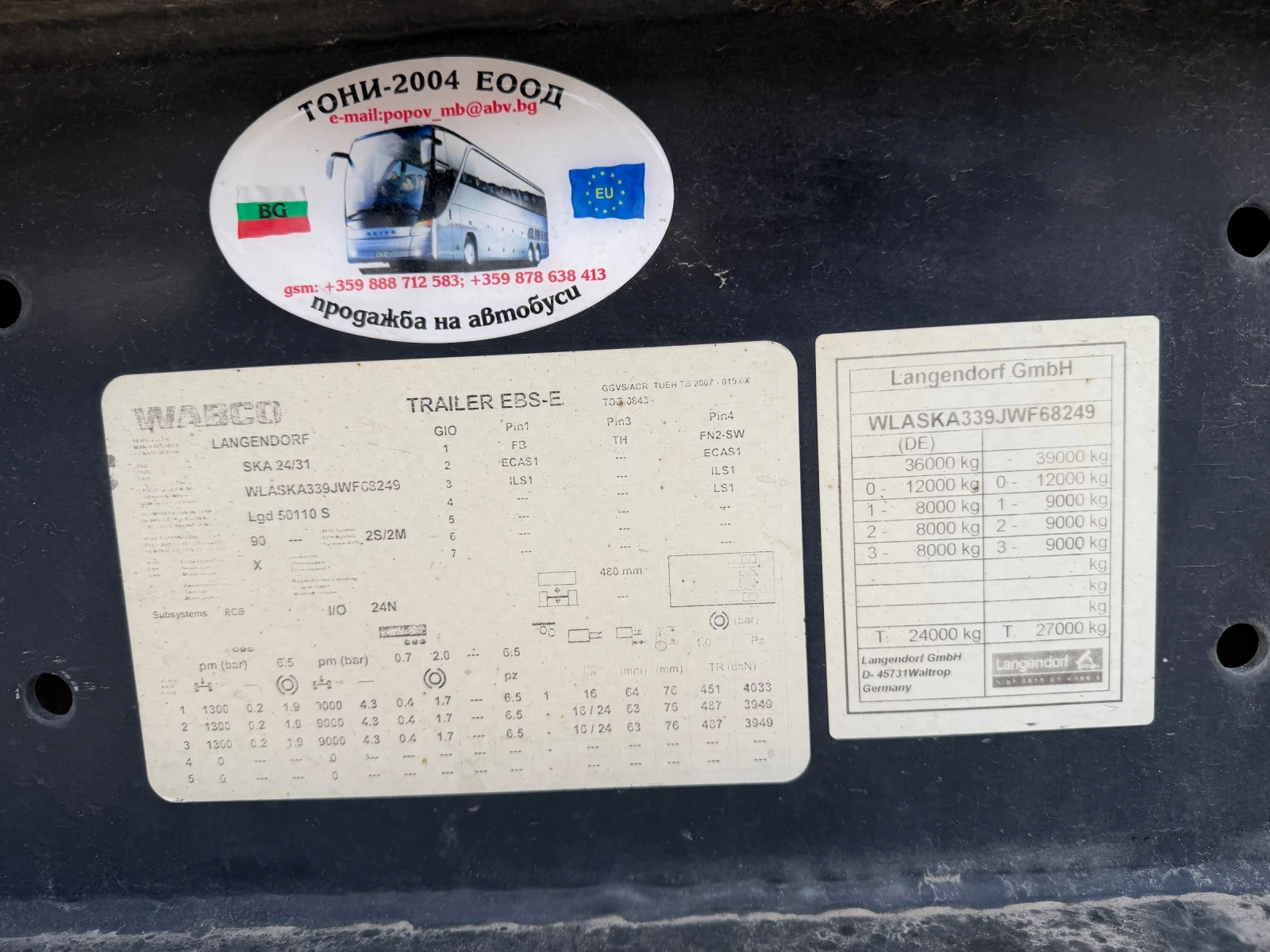 Полуремарке Langendorf ska24/31 TOP 28cm3/5400КГ. Fyp top , снимка 12 - Ремаркета - 54284791