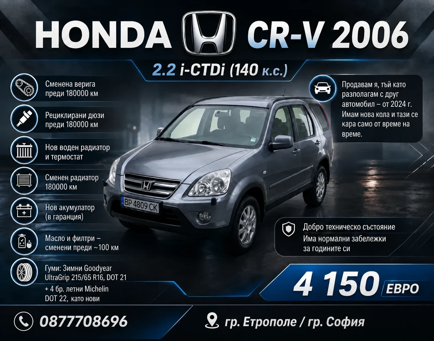 Honda Cr-v Honda CR-V 2.2 i-CTDi 140 к.с., 2006 г.