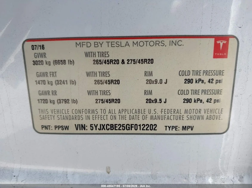 Tesla Model X 60D/70D/75D/90D/P100D, снимка 9 - Автомобили и джипове - 56525739