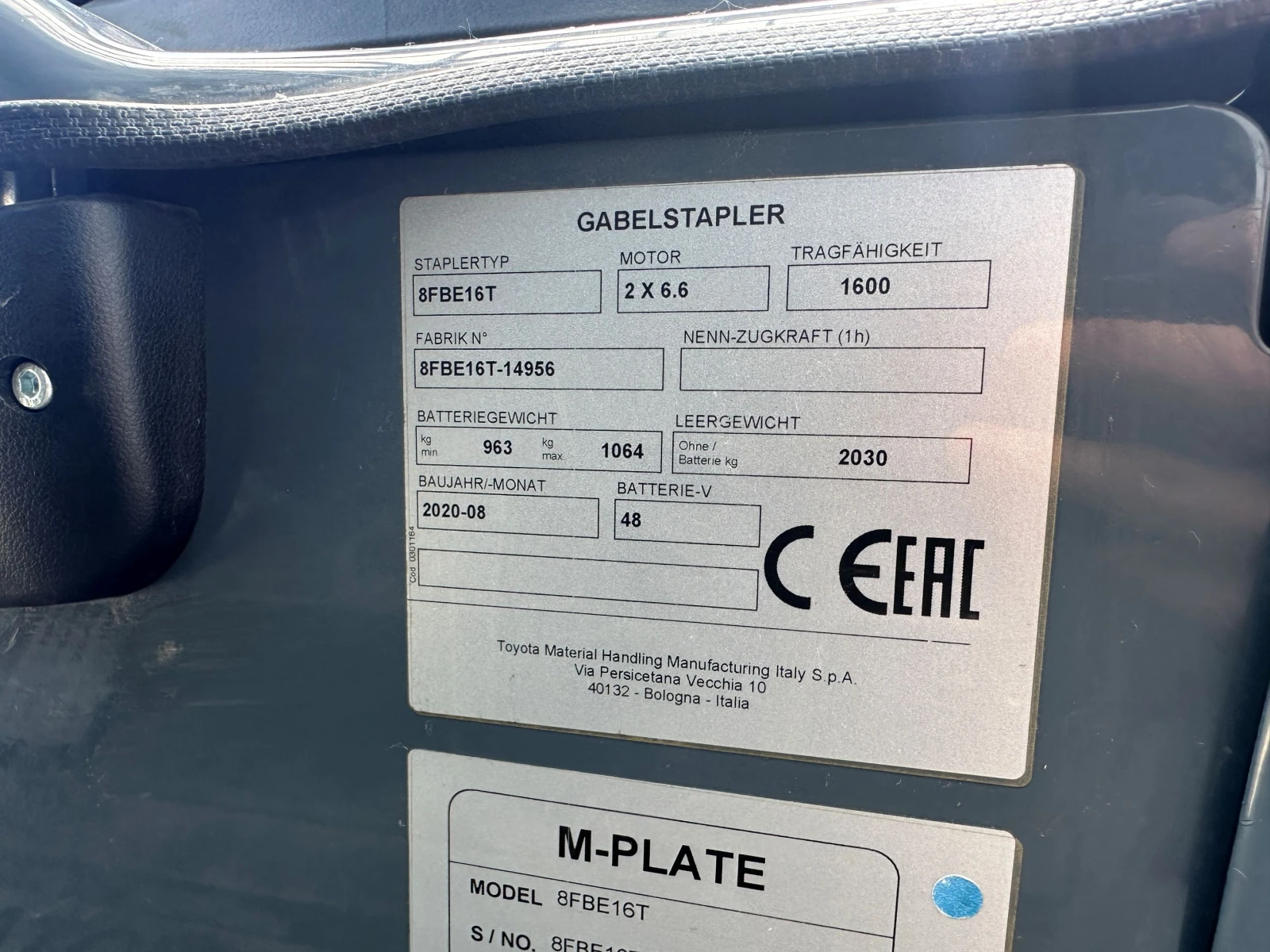 Електрокар Toyota 8FBЕ16T, снимка 6 - Индустриална техника - 54564635