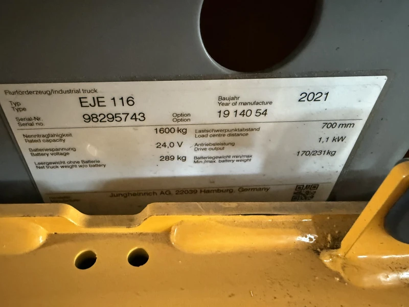 Електрокар Jungheinrich Електрокар Jungheinrich Много добро състояние 408ч, снимка 9 - Индустриална техника - 49798543