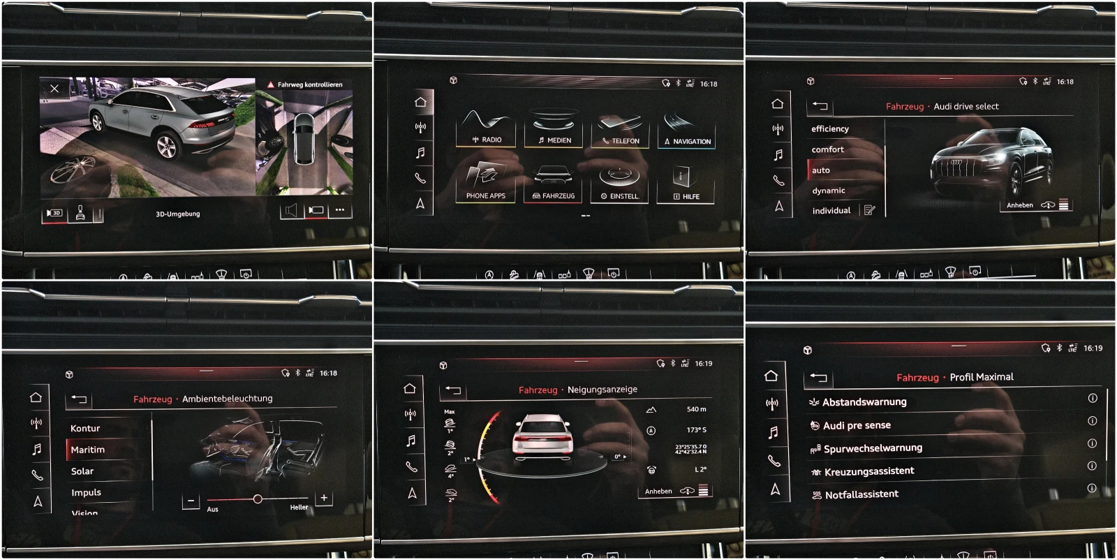 Audi Q8 MATRIX/PANO/3D CAM/DISTR/HUD/AMBIENT/CAR PLAY/LIZI, снимка 14 - Автомобили и джипове - 53770602