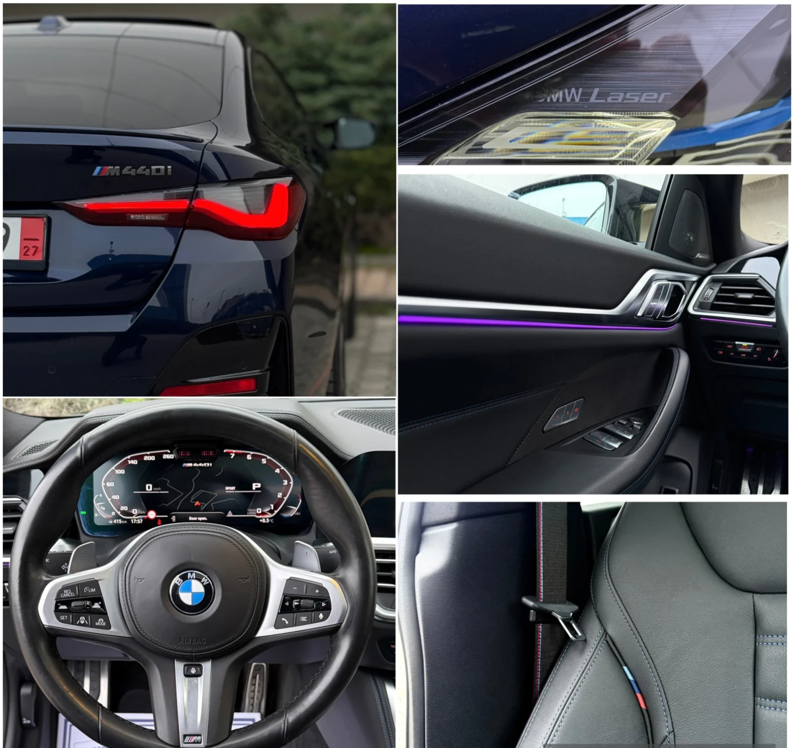 BMW 440 M440i Gran Coupe ЕВРОПЕЙСКИ АВТОМОБИЛ SHADOW LINE, снимка 15 - Автомобили и джипове - 53933706