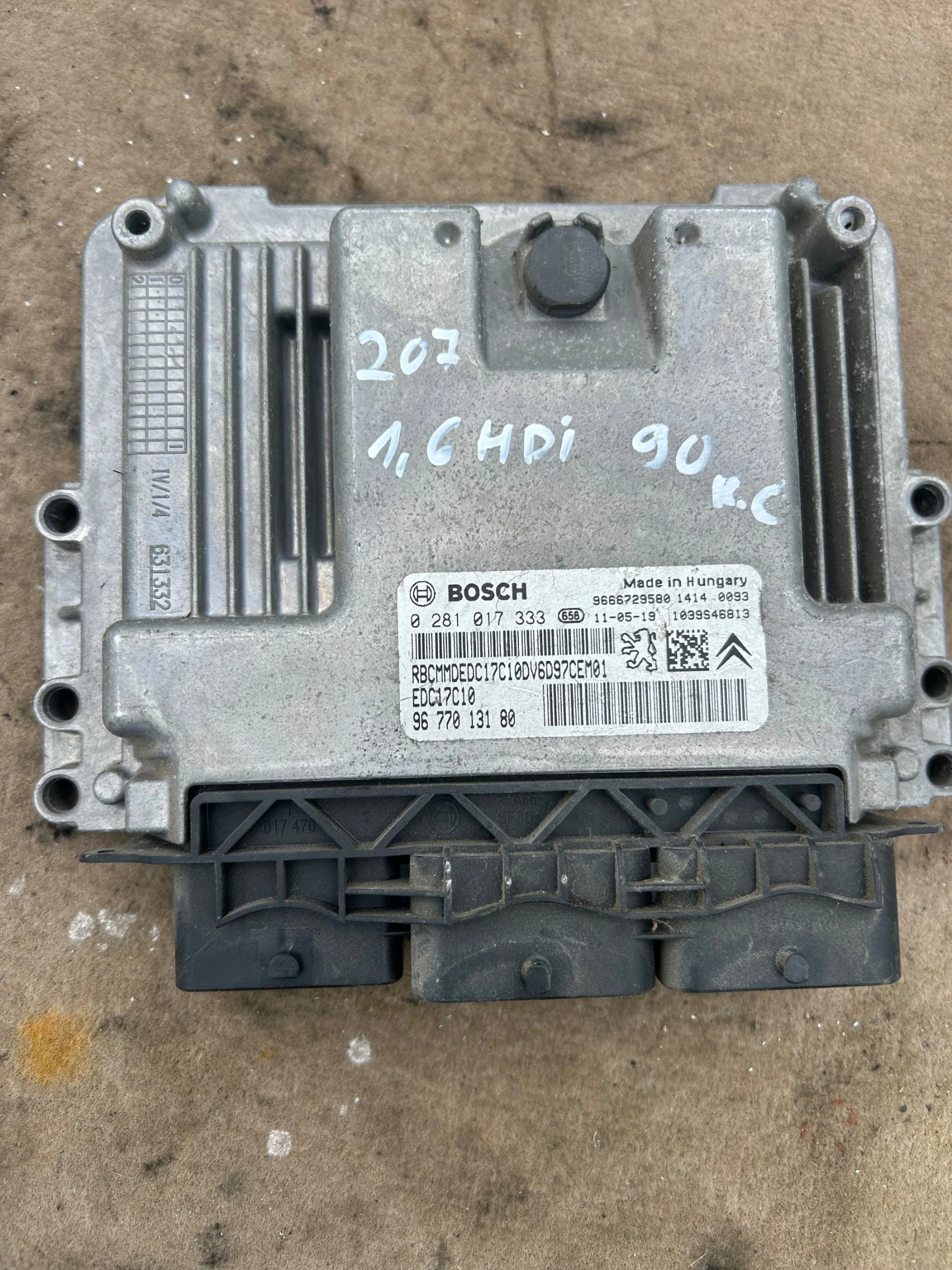 0281017333 компютър двигател PEUGEOT 207 1.6HDI 9677013180