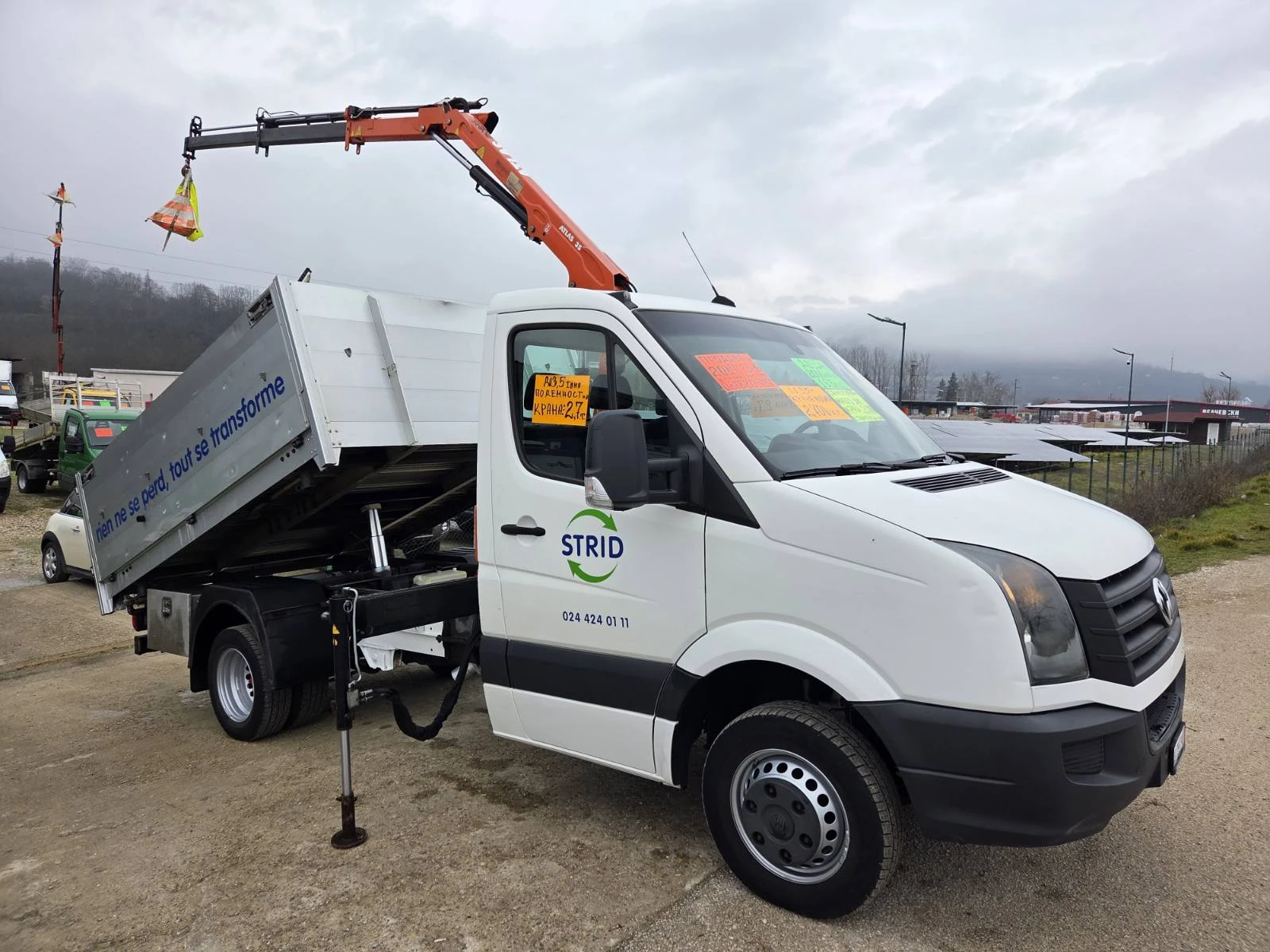 VW Crafter ДО3 5т.САМОСВАЛ С КРАН 2750кг.7, 10м.ДЪЛ КЛИМАТИК - изображение 2