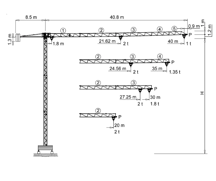 Кулокранове Terex Comedil CTT51/A2, снимка 1 - Индустриална техника - 49228063