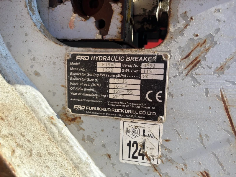 Допълнително оборудване Хидравличен чук Furukawa F19XP, снимка 7 - Индустриална техника - 50916342