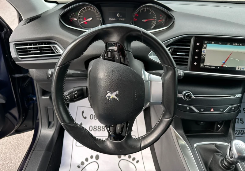 Peugeot 308 1.6-BLUEHDI-NEW-FULL LED-6-speed-NAVI-KOJA-TOP, снимка 11 - Автомобили и джипове - 47463524