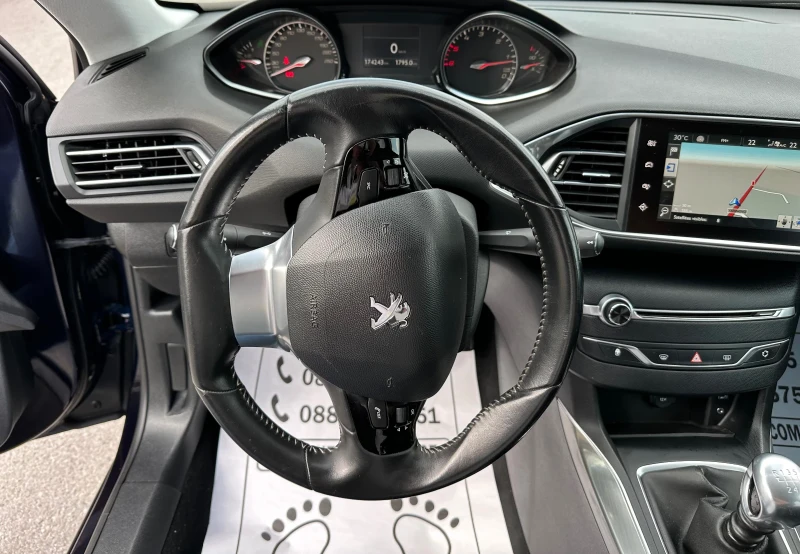 Peugeot 308 1.6-BLUEHDI-NEW-FULL LED-6-speed-NAVI-KOJA-TOP, снимка 12 - Автомобили и джипове - 47463524