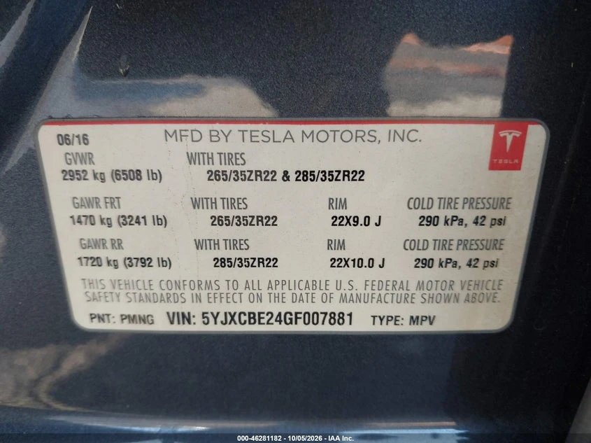 Tesla Model X 60D/70D/75D/90D/P100D, снимка 9 - Автомобили и джипове - 56525741