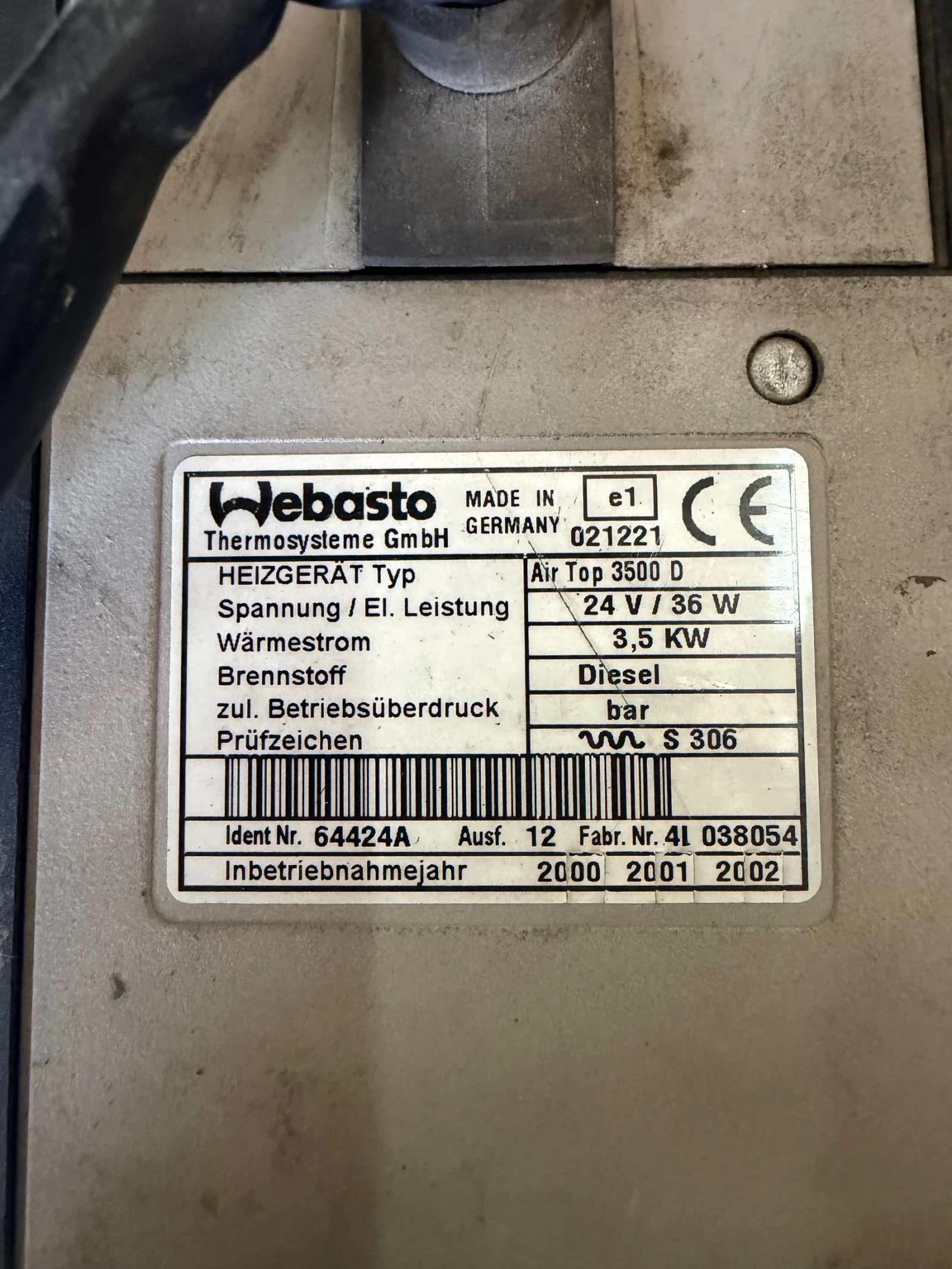 Печка WEBASTO AIR TOP 3500 D 24V/36W 3.5KW 5HB007905-03, снимка 2 - Части - 54234857