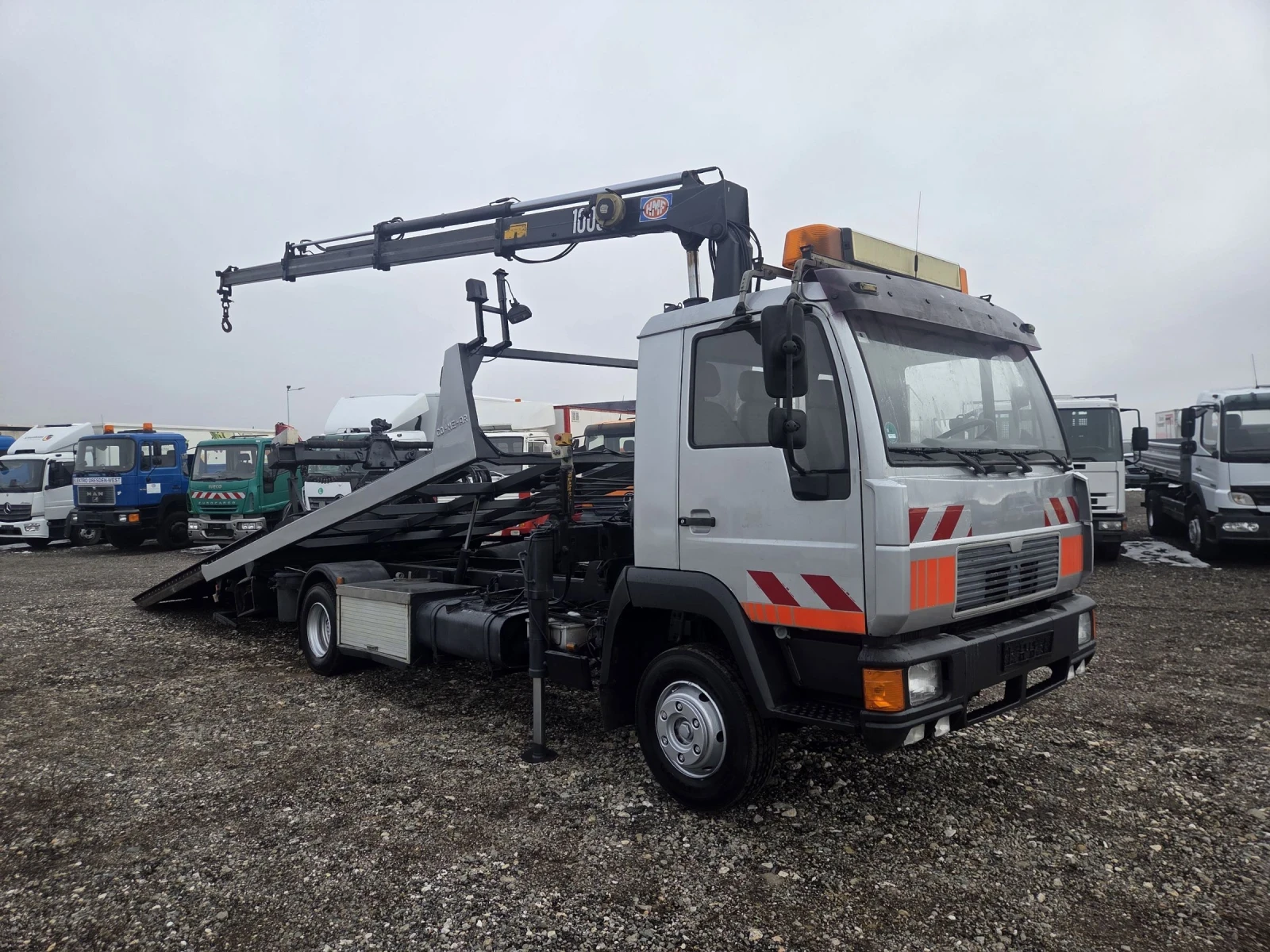 Man 12.224 Платформа, Кран, Вилици, снимка 1