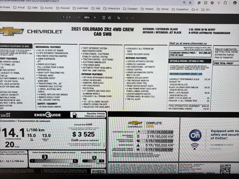 Chevrolet Colorado * 4WD ZR2 * CARFAX * ЦЕНА ДО БГ, снимка 10 - Автомобили и джипове - 53261887