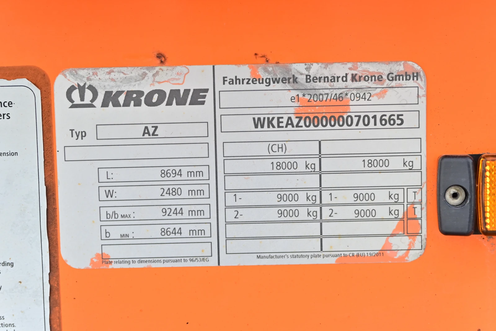 За камион Други Krone AZ, снимка 8 - Ремаркета - 54967470