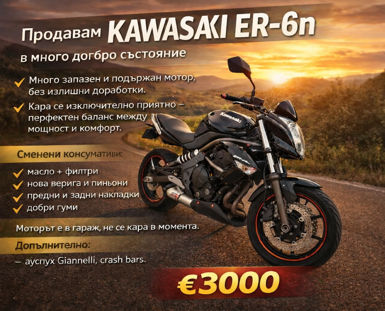 Kawasaki ER 6 N Отлично състояние Обслужен