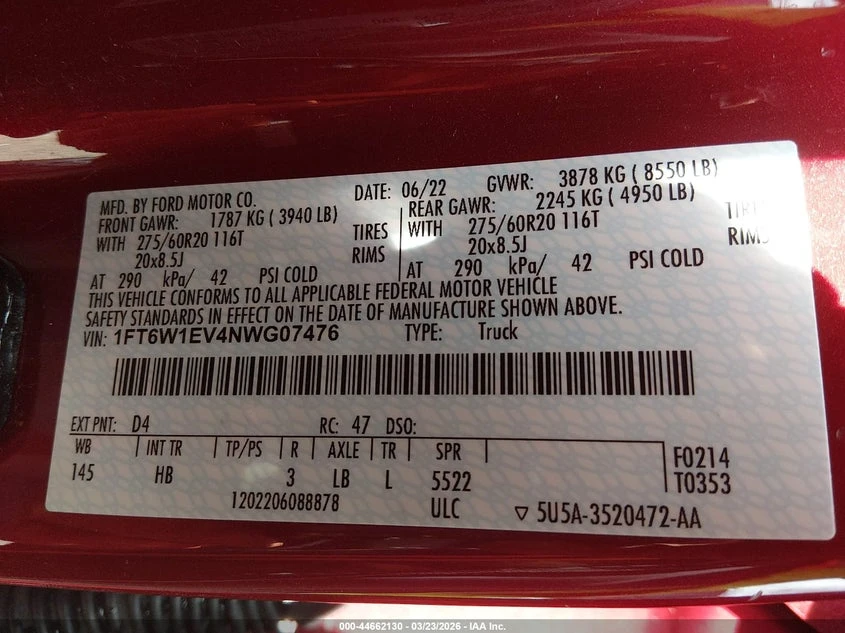 Ford F150 Lightning Pro 4WD SuperCrew, снимка 9 - Автомобили и джипове - 54210348