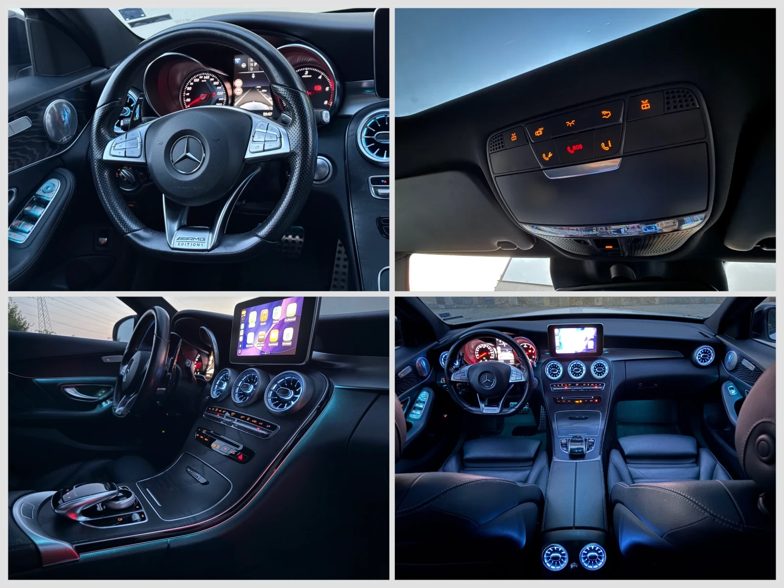 Mercedes-Benz C 250 AMG/9G/Distr/LaneAs/MultiB/Pano/Ambi/История/Каско, снимка 9 - Автомобили и джипове - 55188895