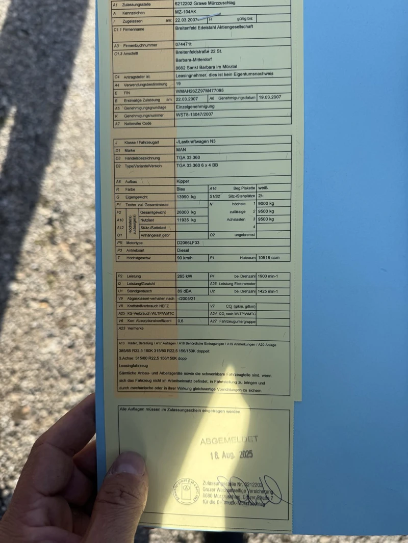 Man Tga 40400 км, използван за заместващ самосвал 33.360, снимка 13 - Камиони - 52389690