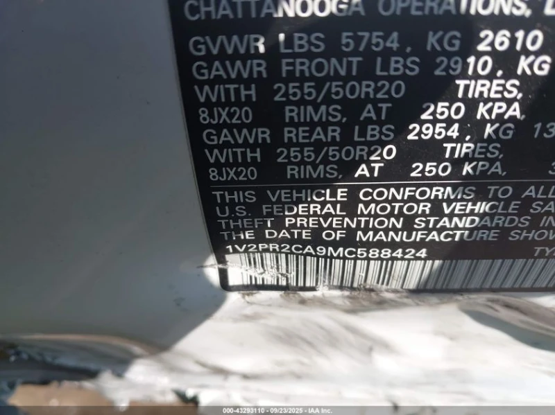 VW Atlas 3.6L V-6 DI, DOHC, VVT, 276HP Front Wheel Drive, снимка 14 - Автомобили и джипове - 53052157