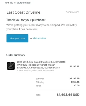 Оригинален комплект подсилен заден кардан за Jeep Grand Cherokee SRT 2012-2018, снимка 5