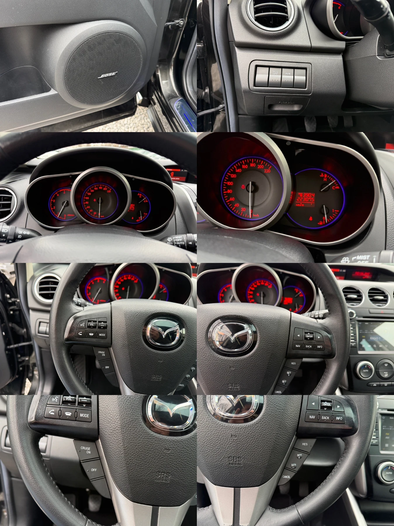 Mazda CX-7 2.2d/4x4/173hp/Камера/Кожа/Нави/Италия/BOSE, снимка 14 - Автомобили и джипове - 53913747