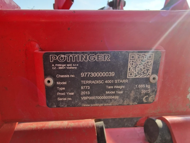 Брана Друга марка POTTINGER TERRADISC 4001 STARR, снимка 3 - Селскостопанска техника - 47396757