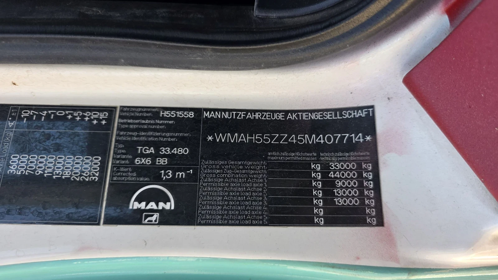 Man Tga 33 480 EURO 3 6X6, снимка 14 - Камиони - 54551997