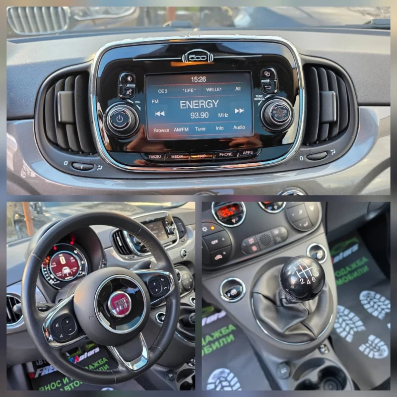 Fiat 500 0.9i 105K.C. / ДИГИТАЛ/НАВИГАЦИЯ/ПАНОРАМА, снимка 9 - Автомобили и джипове - 53002535
