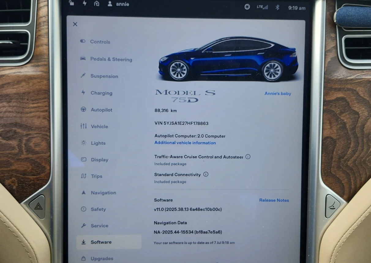 Tesla Model S 75D* AWD* 88к км* Rain sensor* Fog Light* Подгрев*, снимка 10 - Автомобили и джипове - 55234935