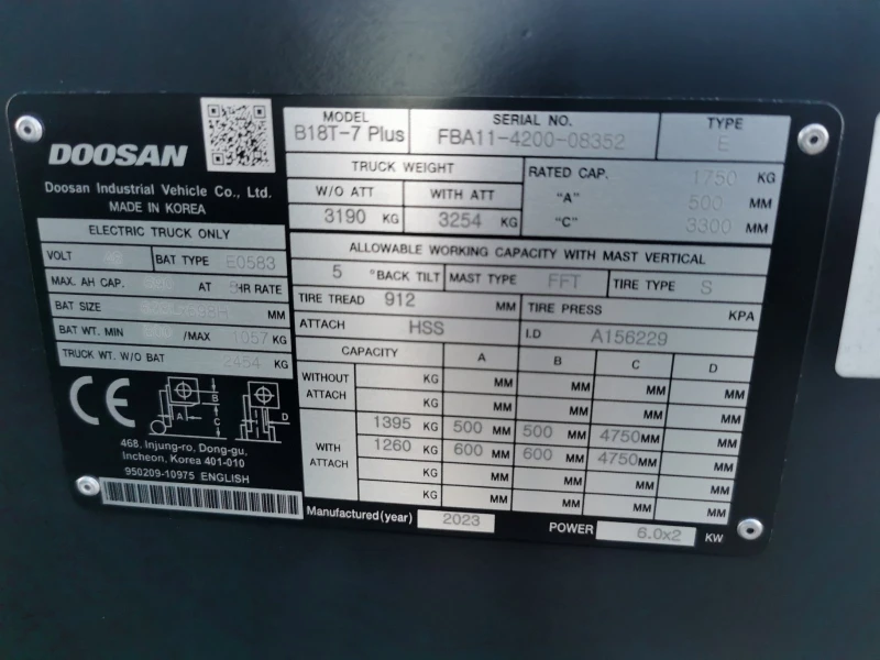 Електрокар DOOSAN B18T-7, снимка 10 - Индустриална техника - 42792939